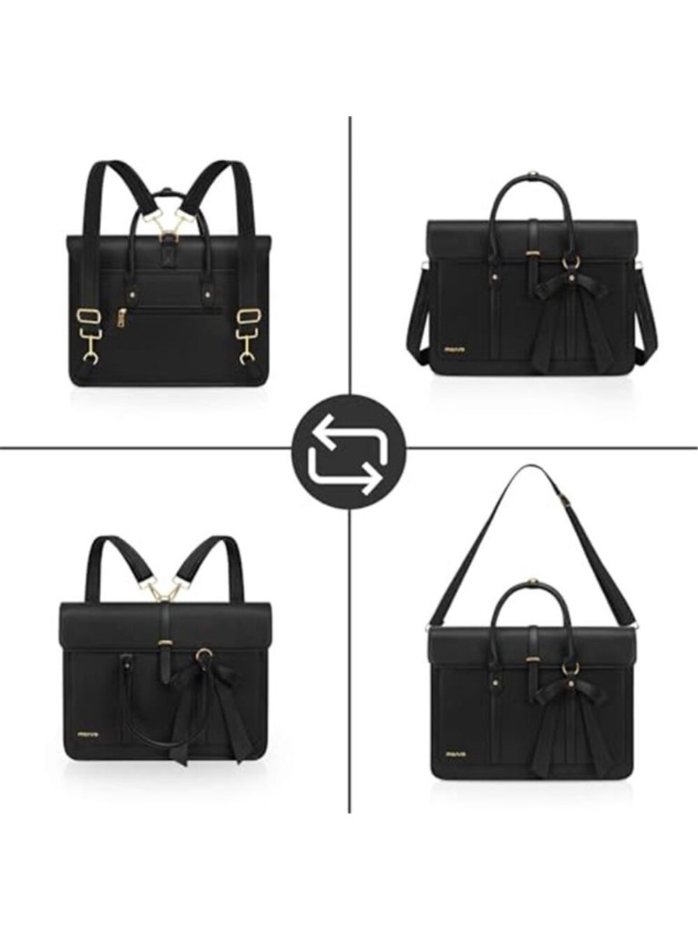 Women's Laptop Bag PU Leather Laptop Shoulder Bag Convertible Backpack - Picture 6 of 6